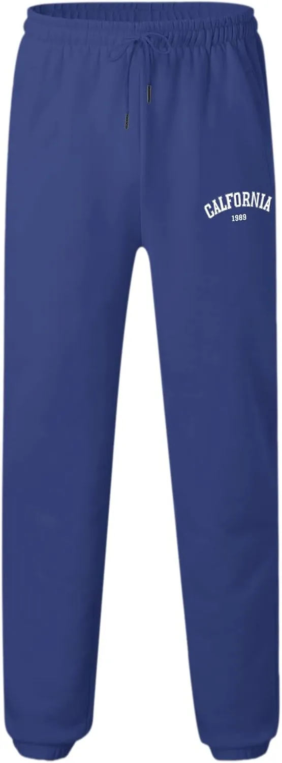 Sweatpants for Men Slim Leg Summer Drawstring Elastic Waist Fit Pockets Breathable Loose Sport Clothes Fresh Trousers