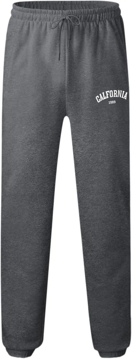 Sweatpants for Men Slim Leg Summer Drawstring Elastic Waist Fit Pockets Breathable Loose Sport Clothes Fresh Trousers