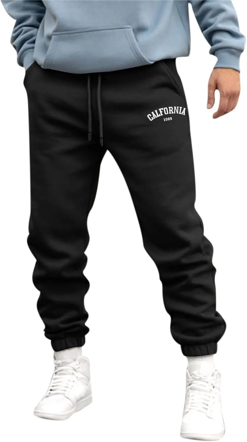Sweatpants for Men Slim Leg Summer Drawstring Elastic Waist Fit Pockets Breathable Loose Sport Clothes Fresh Trousers
