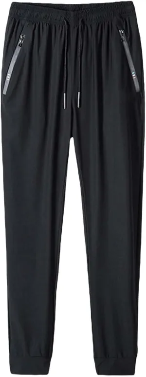 Sweatpants for Men Unisex Ice Silk Quick Dry Hiking Joggers Sport Trousers Zipper Pockets Thin Casual Elastic Pants