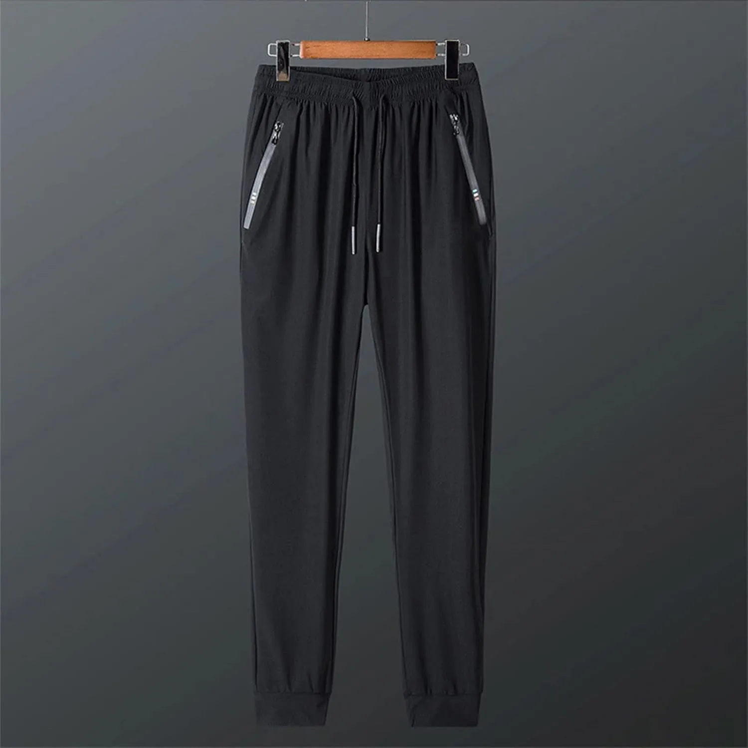 Sweatpants for Men Unisex Ice Silk Quick Dry Hiking Joggers Sport Trousers Zipper Pockets Thin Casual Elastic Pants