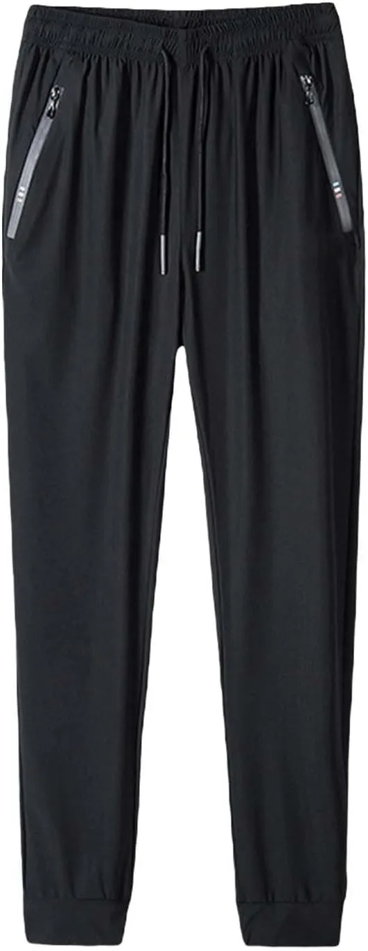 Sweatpants for Men Unisex Ice Silk Quick Dry Hiking Joggers Sport Trousers Zipper Pockets Thin Casual Elastic Pants