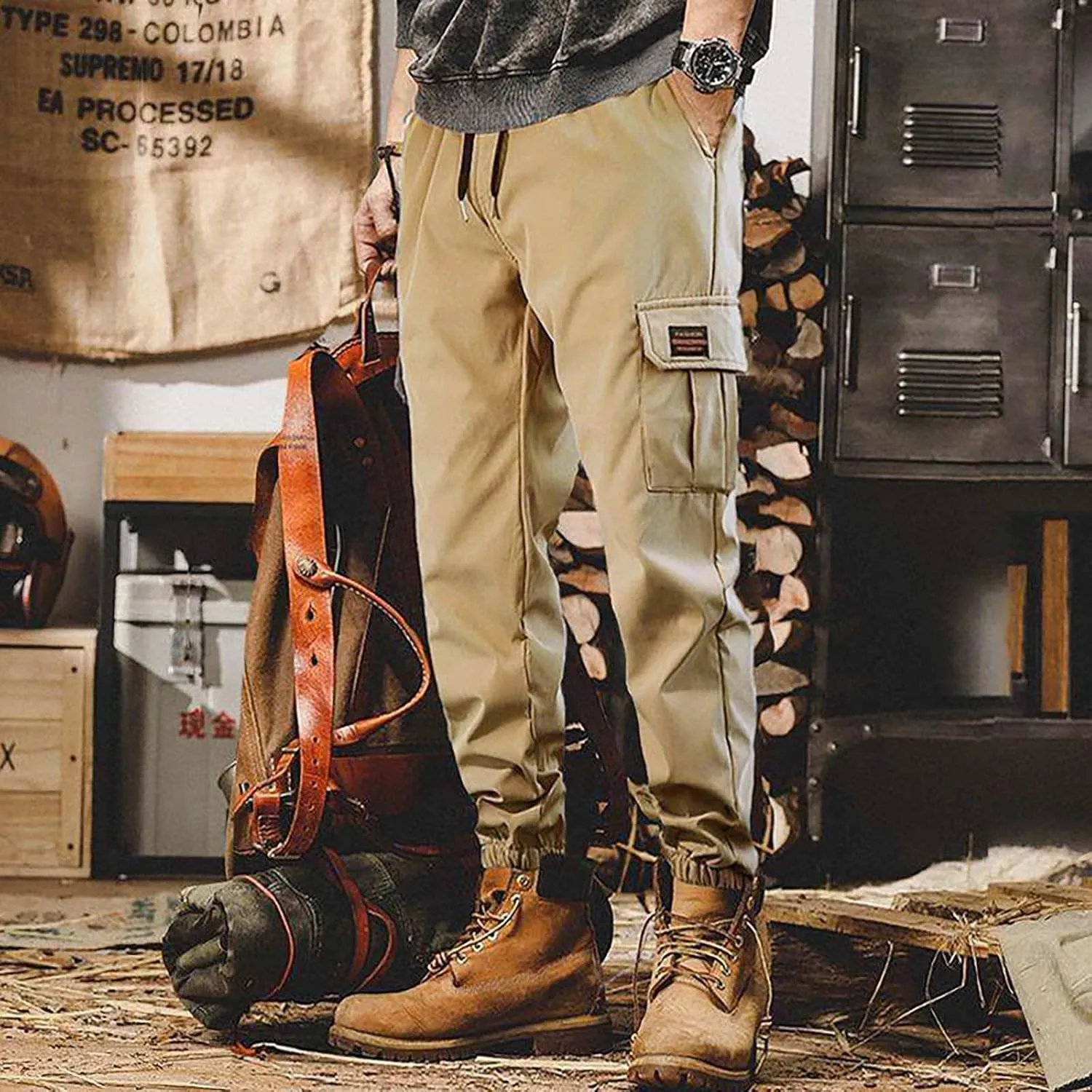 Tactical Jogger Pants for Men Multi Pockets Outdoor Cargo Track Pants Loose Fit Casual Workout Gym Hiking Sweatpants