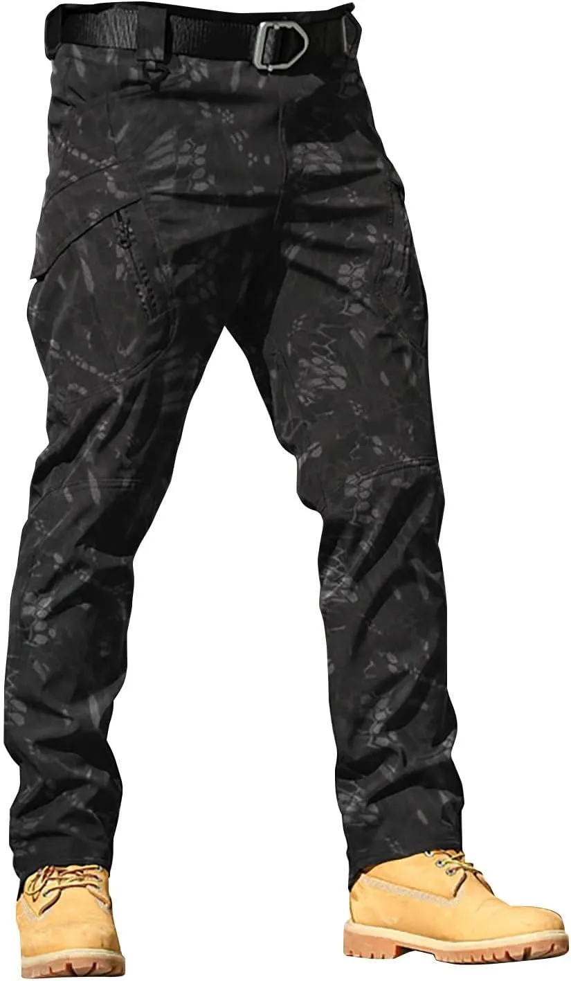 Tactical Pants for Men Water Resistant Cargo Hiking Pants Multi Pockets Relaxed Fit Stretch Quick Dry Work Trousers