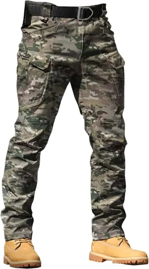 Tactical Pants for Men Water Resistant Cargo Hiking Pants Multi Pockets Relaxed Fit Stretch Quick Dry Work Trousers