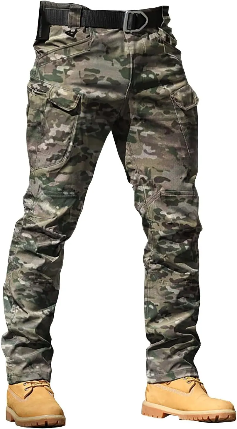 Tactical Pants for Men Water Resistant Cargo Hiking Pants Multi Pockets Relaxed Fit Stretch Quick Dry Work Trousers