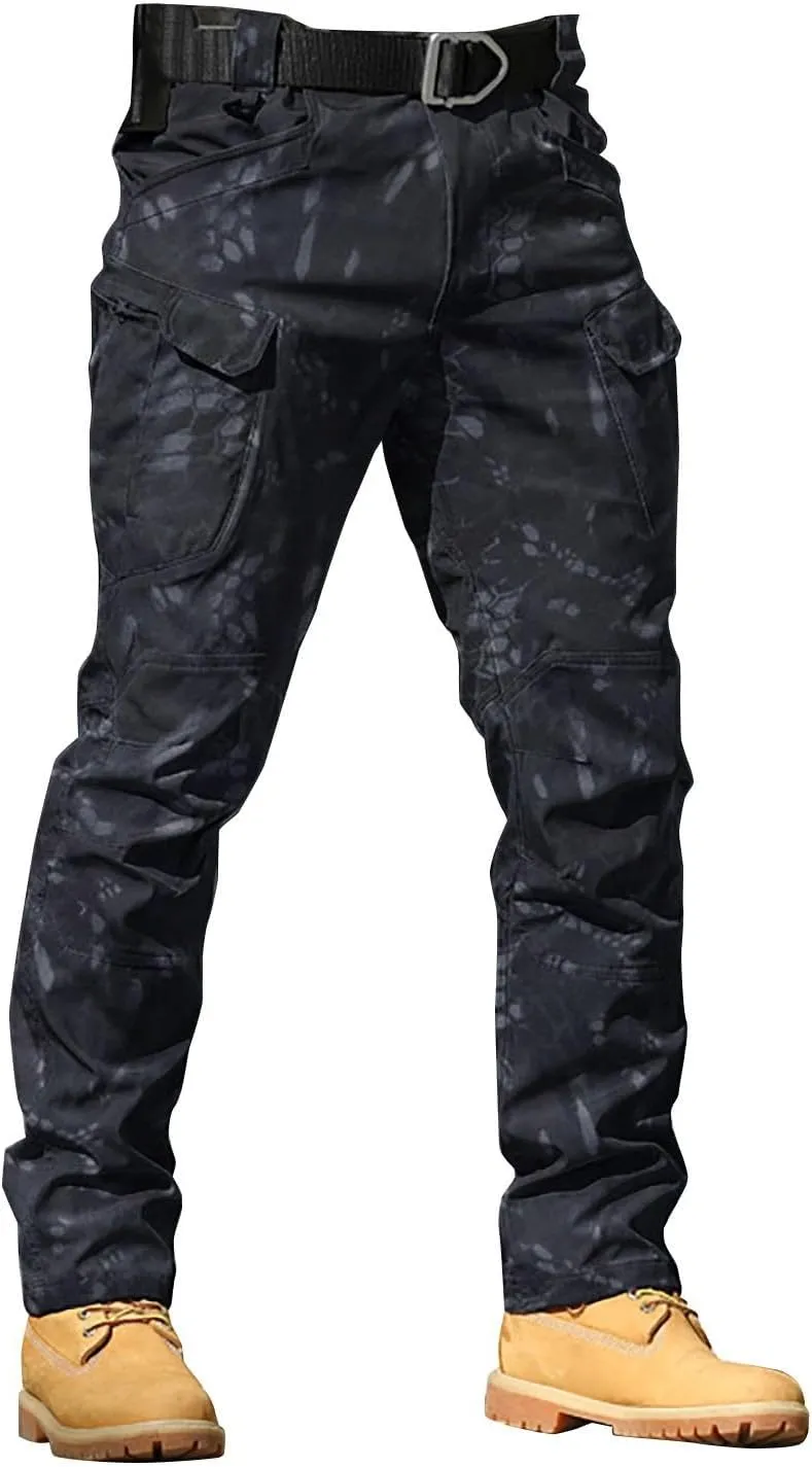 Tactical Pants for Men Water Resistant Cargo Hiking Pants Multi Pockets Relaxed Fit Stretch Quick Dry Work Trousers