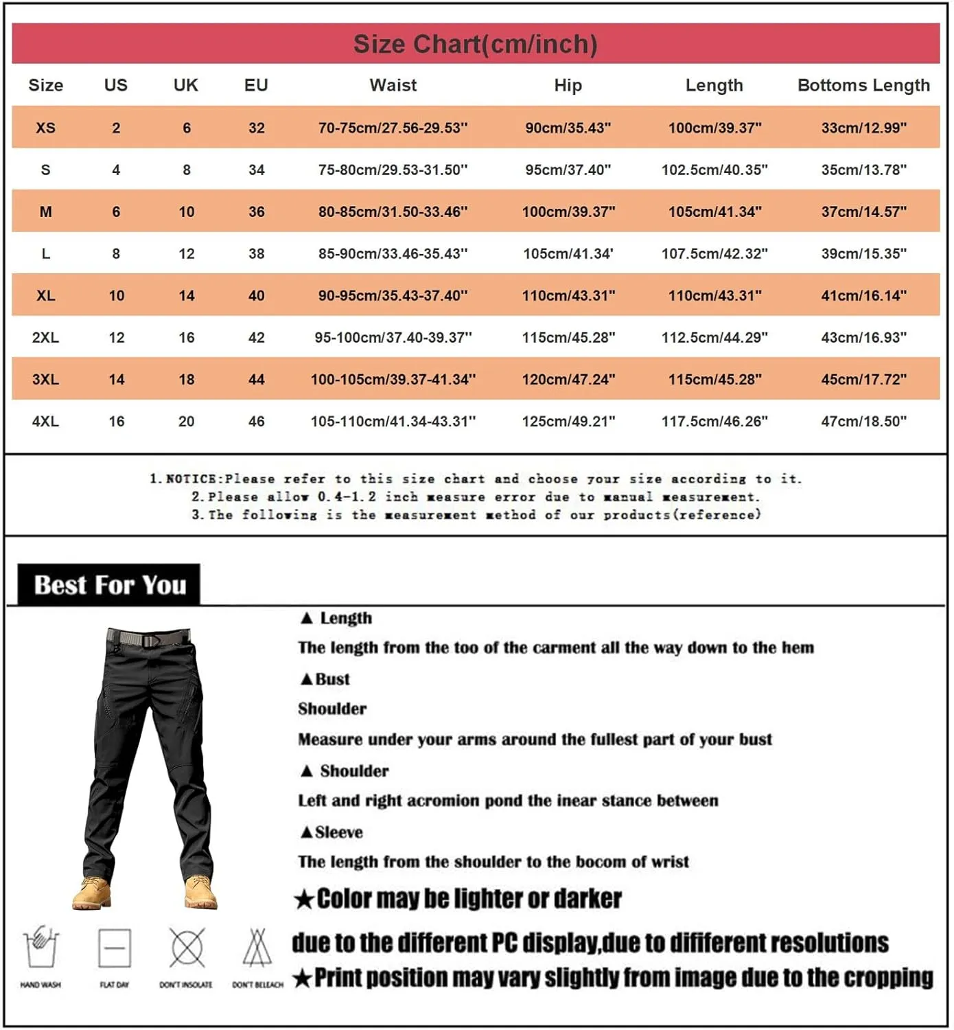 Tactical Pants for Men Water Resistant Cargo Hiking Pants Multi Pockets Relaxed Fit Stretch Quick Dry Work Trousers
