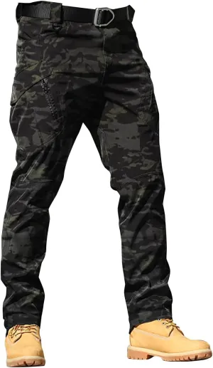 Tactical Pants for Men Water Resistant Cargo Hiking Pants Multi Pockets Relaxed Fit Stretch Quick Dry Work Trousers