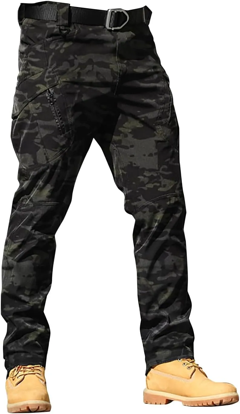 Tactical Pants for Men Water Resistant Cargo Hiking Pants Multi Pockets Relaxed Fit Stretch Quick Dry Work Trousers
