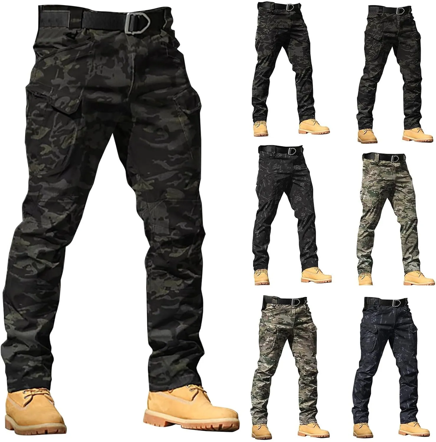 Tactical Pants for Men Water Resistant Cargo Hiking Pants Multi Pockets Relaxed Fit Stretch Quick Dry Work Trousers
