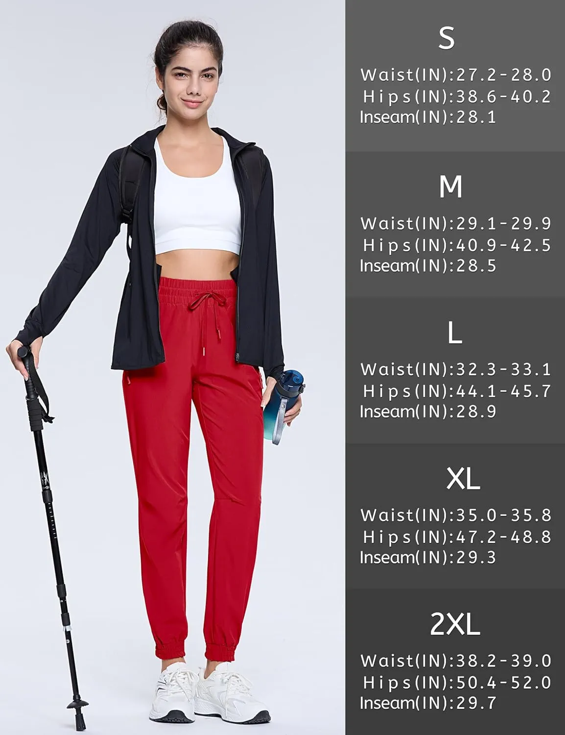 TACVASEN Women's Joggers Lightweight Quick Dry Hiking Pants with Pockets Athletic Travel Workout Summer Water Resistant