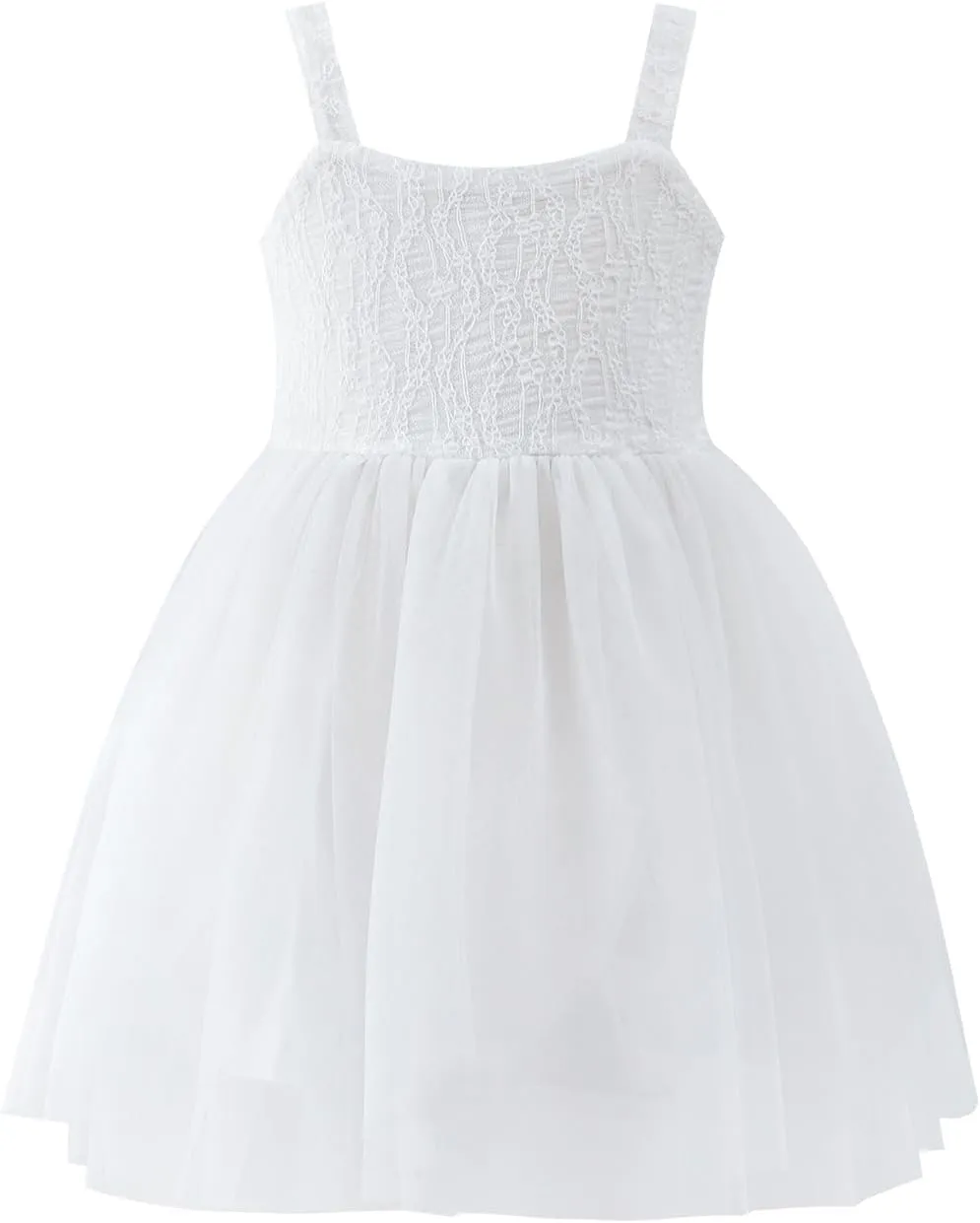 Toddler Girls Soft Lace Dress Sundress Cami Straps Tutu Tulle Dress Elegant Wedding Party Birthday Dresses, 1-5Years