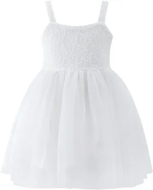 Toddler Girls Soft Lace Dress Sundress Cami Straps Tutu Tulle Dress Elegant Wedding Party Birthday Dresses, 1-5Years