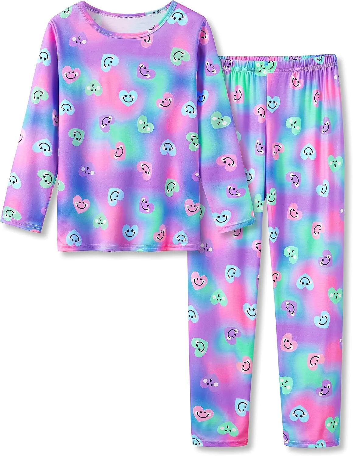 Trendy Tie Dye Spiral Pajamas for Girls 2-Piece Soft Long Sleeve & Pants PJ Set Jammies Size 6-18