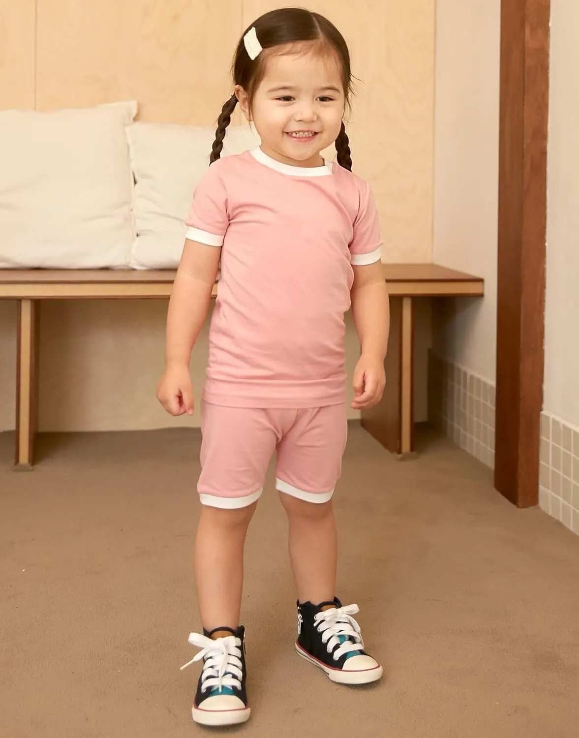 Vaenait Baby 6M-12Y Kids Boys Girls Toddler Solid Cotton Daily Short Summer Pajamas Pyjamas Sleepwear Set Macaron