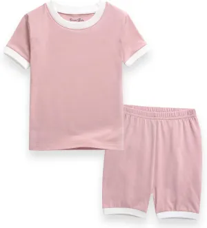 Vaenait Baby 6M-12Y Kids Boys Girls Toddler Solid Cotton Daily Short Summer Pajamas Pyjamas Sleepwear Set Macaron