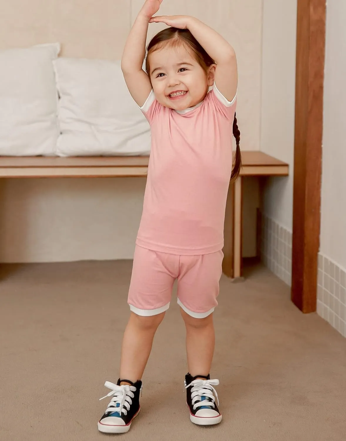 Vaenait Baby 6M-12Y Kids Boys Girls Toddler Solid Cotton Daily Short Summer Pajamas Pyjamas Sleepwear Set Macaron