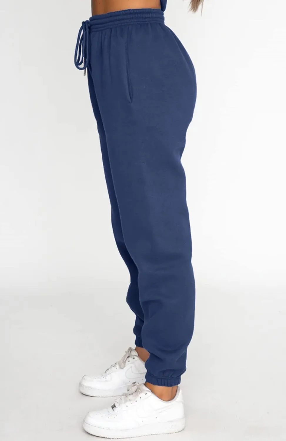 Viatabuna Women's 2 Piece Fleece Sweatsuit Outfit Long Sleeve Crewneck Pullover Sweatshirt Drawstring Jogger Pants Lounge Set