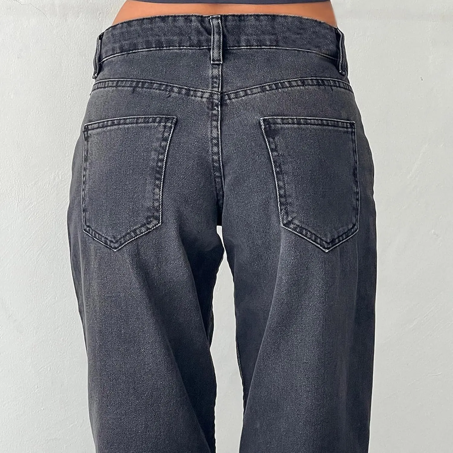 Vintage High Waisted Straight Leg Jeans for Women Relaxed Fit Stretch Denim Casual Wear with Pocket Details Streetwear