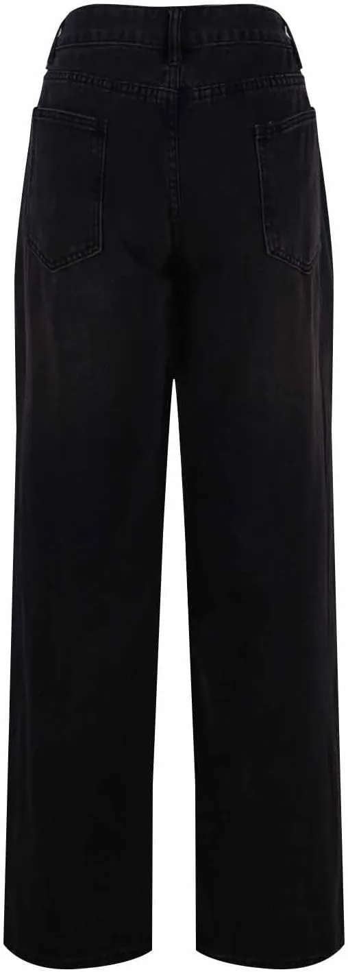 Vintage High Waisted Straight Leg Jeans for Women Relaxed Fit Stretch Denim Casual Wear with Pocket Details Streetwear