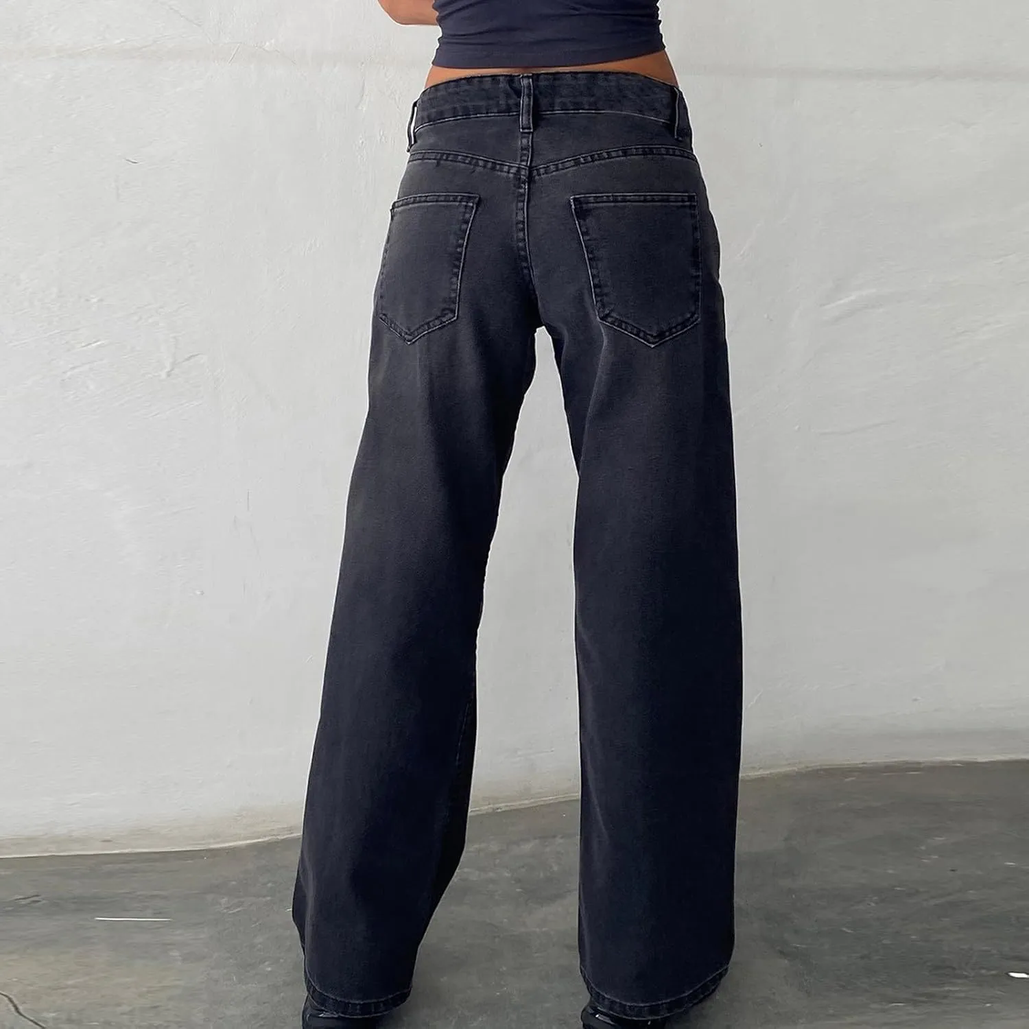 Vintage High Waisted Straight Leg Jeans for Women Relaxed Fit Stretch Denim Casual Wear with Pocket Details Streetwear