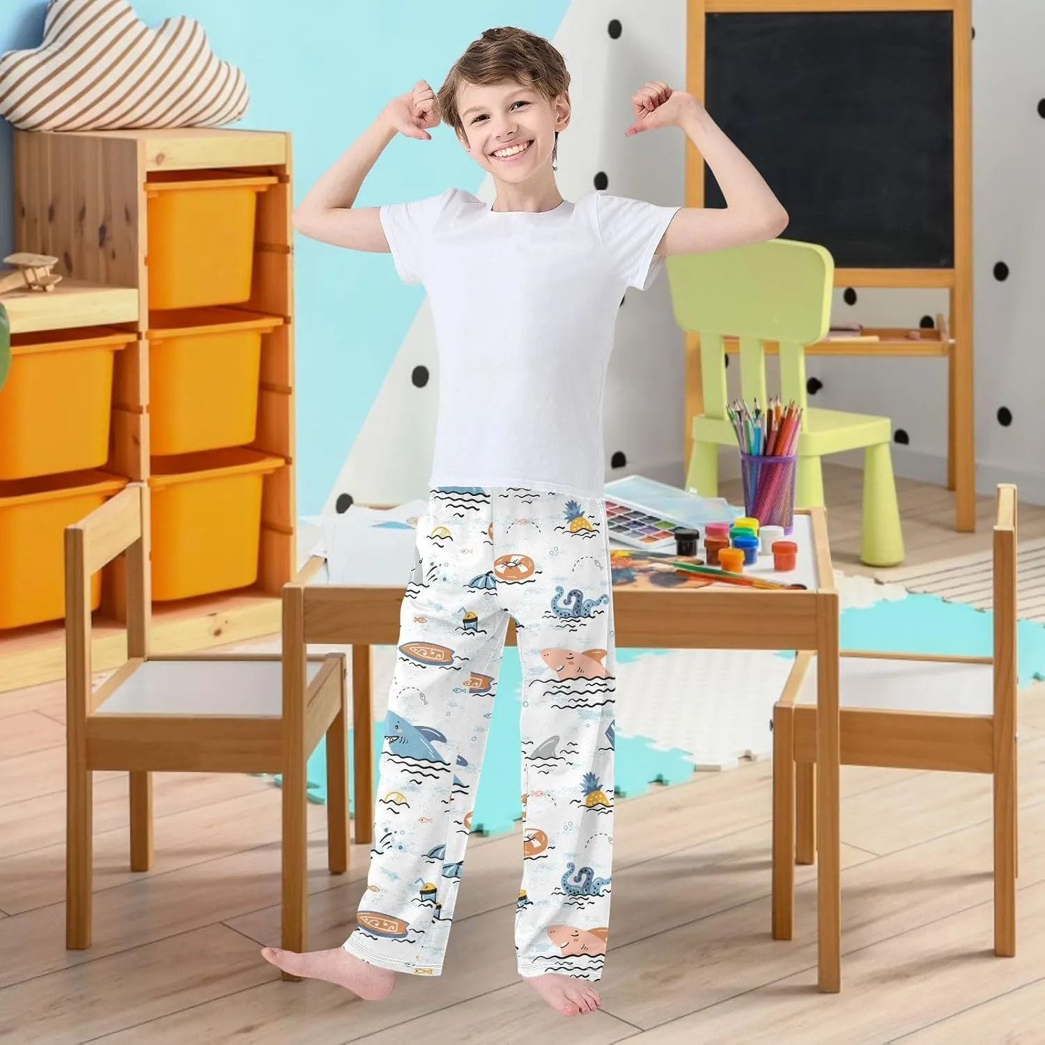 visesunny Joggers Pants for Boys Sweatpants Elastic Waist Animal Printed Long Bottoms Athletic Trousers with Pocket Size S-XL