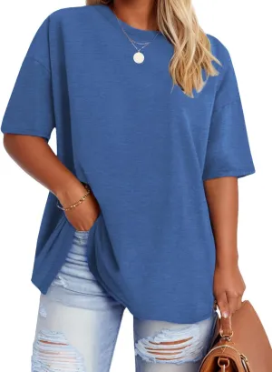 VISLILY Plus-Size-Tops for Women Casual Short Sleeve T Shirts Summer Crew Neck Tees Oversized Comfy Loose Fit Tunics XL-5XL