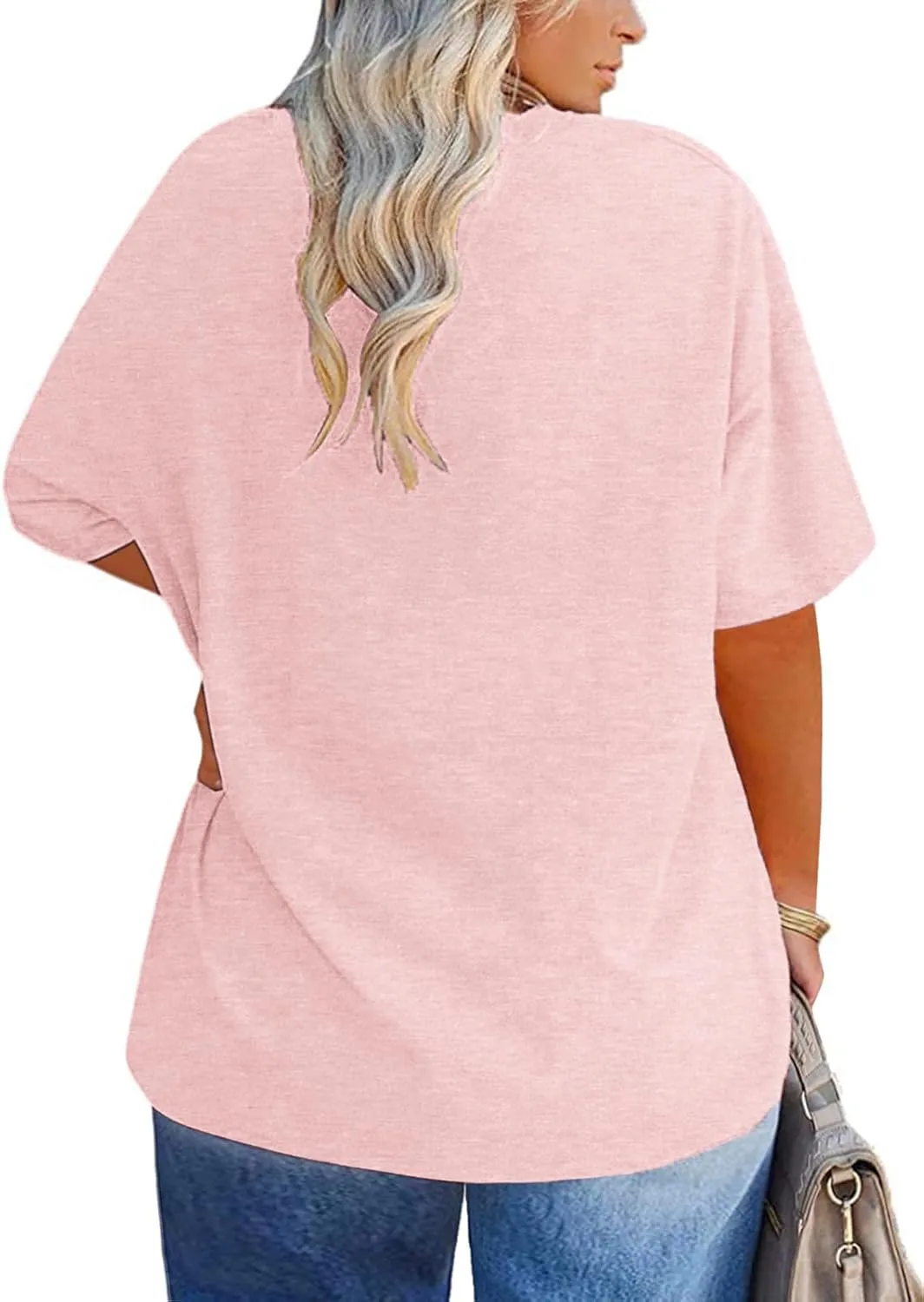 VISLILY Plus-Size-Tops for Women Casual Short Sleeve T Shirts Summer Crew Neck Tees Oversized Comfy Loose Fit Tunics XL-5XL