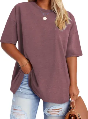 VISLILY Plus-Size-Tops for Women Casual Short Sleeve T Shirts Summer Crew Neck Tees Oversized Comfy Loose Fit Tunics XL-5XL