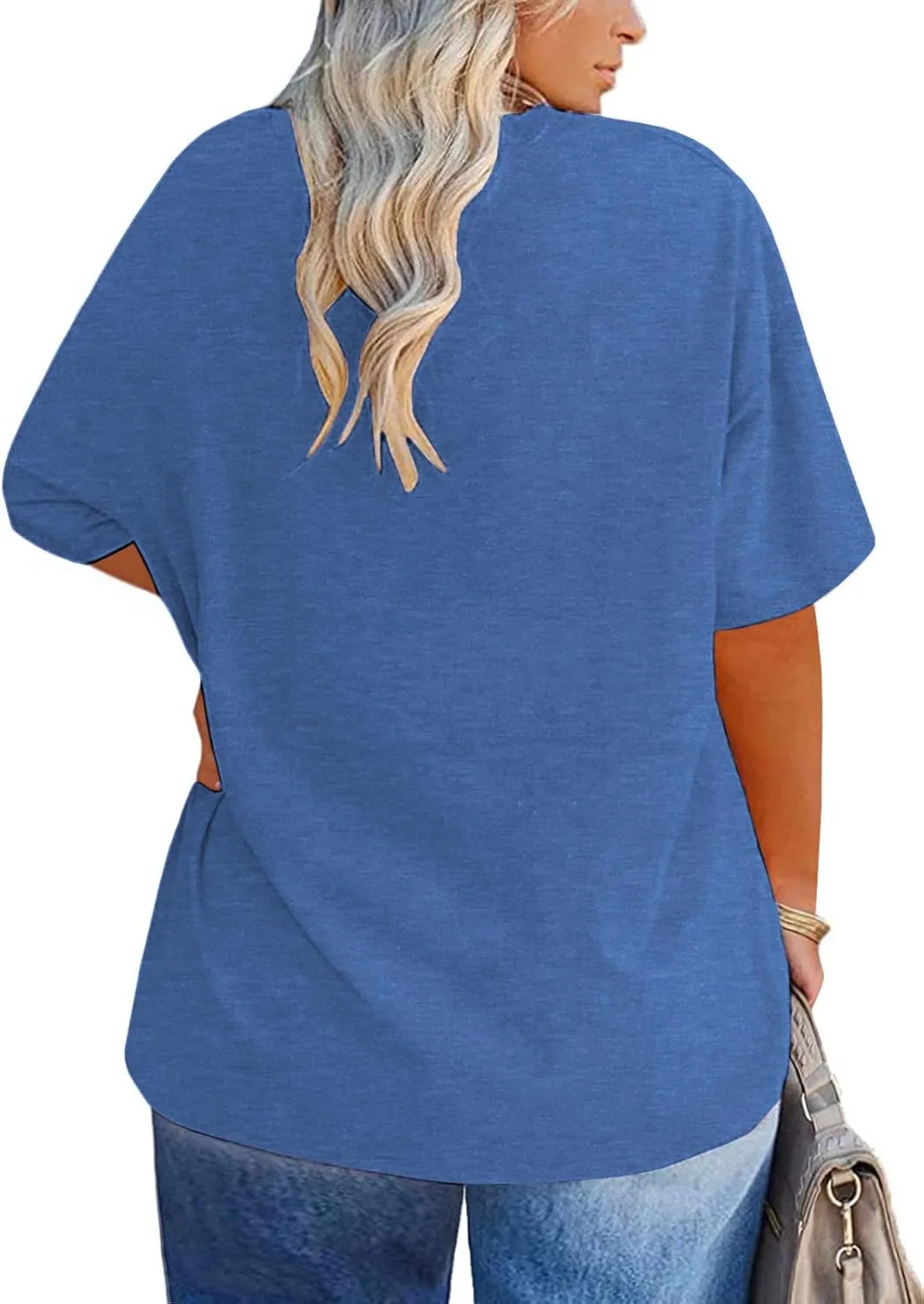 VISLILY Plus-Size-Tops for Women Casual Short Sleeve T Shirts Summer Crew Neck Tees Oversized Comfy Loose Fit Tunics XL-5XL
