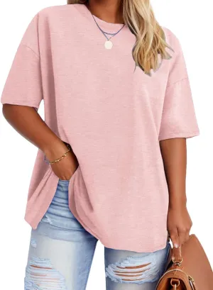 VISLILY Plus-Size-Tops for Women Casual Short Sleeve T Shirts Summer Crew Neck Tees Oversized Comfy Loose Fit Tunics XL-5XL