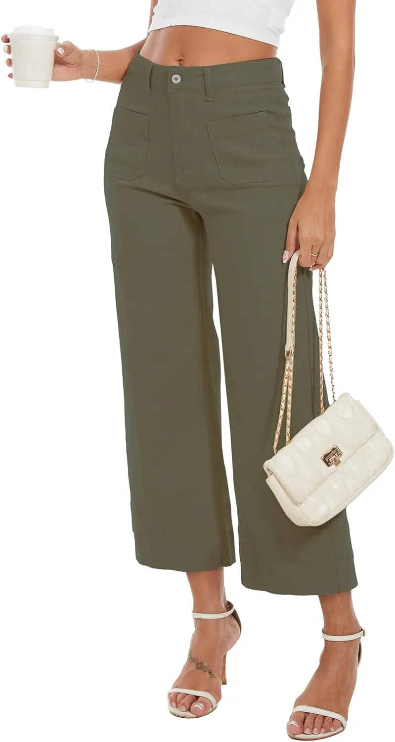 Wide Leg Jeans for Women Trendy High Waisted Flare Jeans Cropped Pants Stretchy Baggy