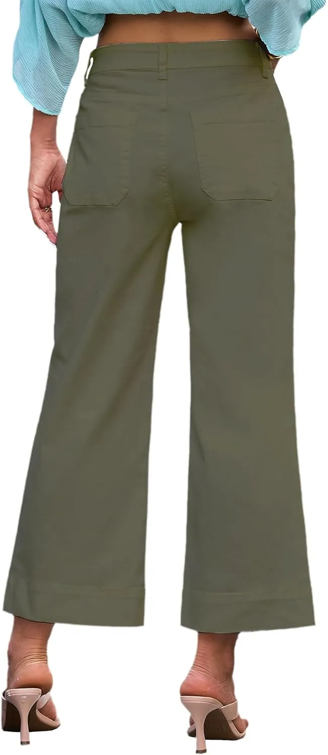 Wide Leg Jeans for Women Trendy High Waisted Flare Jeans Cropped Pants Stretchy Baggy