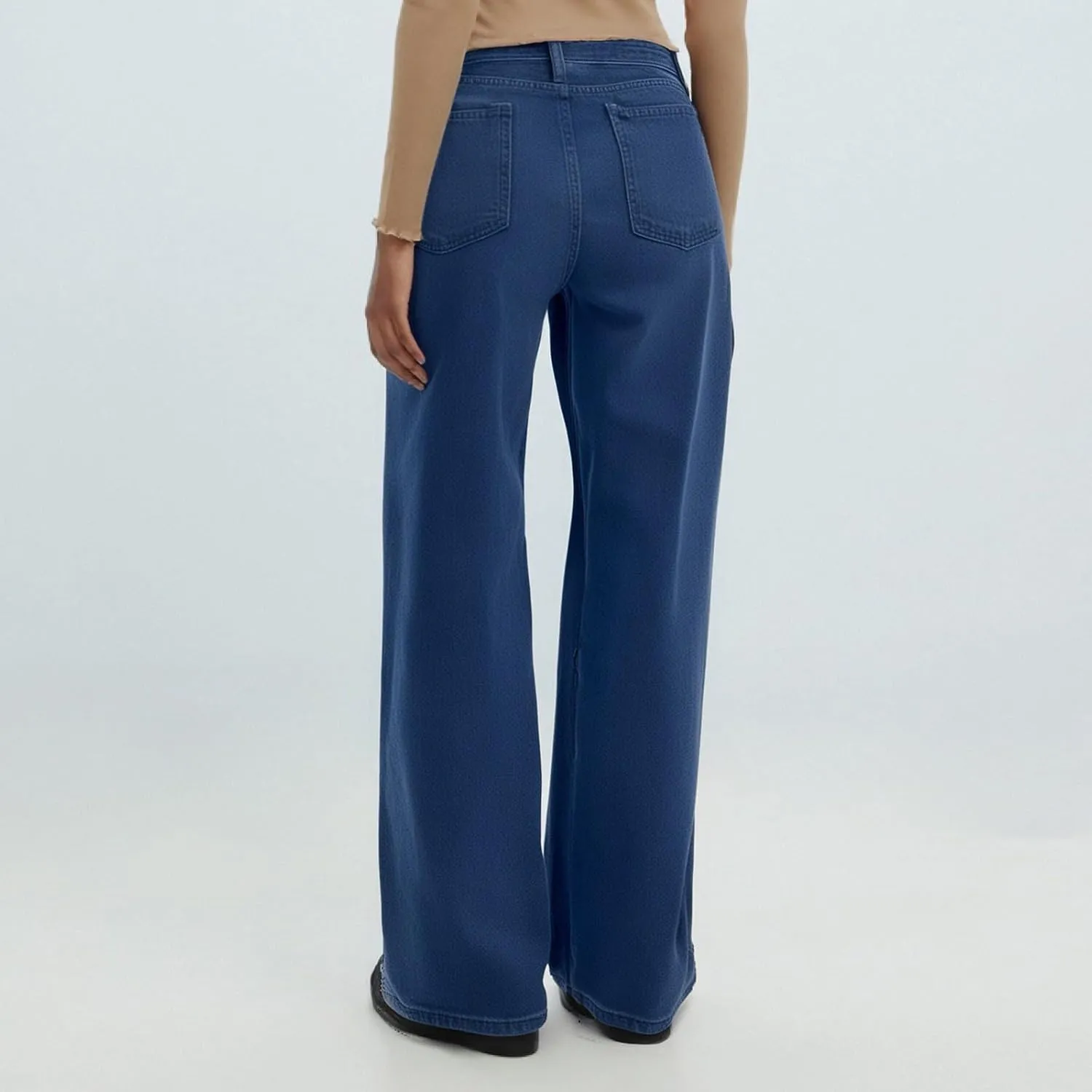 Wide Leg Jeans Woman，High Waisted Baggy Curvy Stretch Distressed Butt Lifting Jeans for Women.