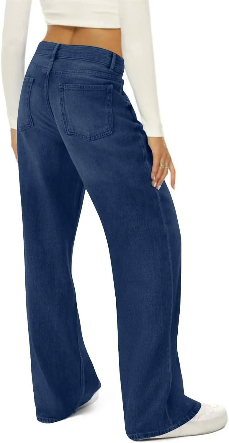 Wide Leg Jeans Woman，High Waisted Baggy Curvy Stretch Distressed Butt Lifting Jeans for Women.