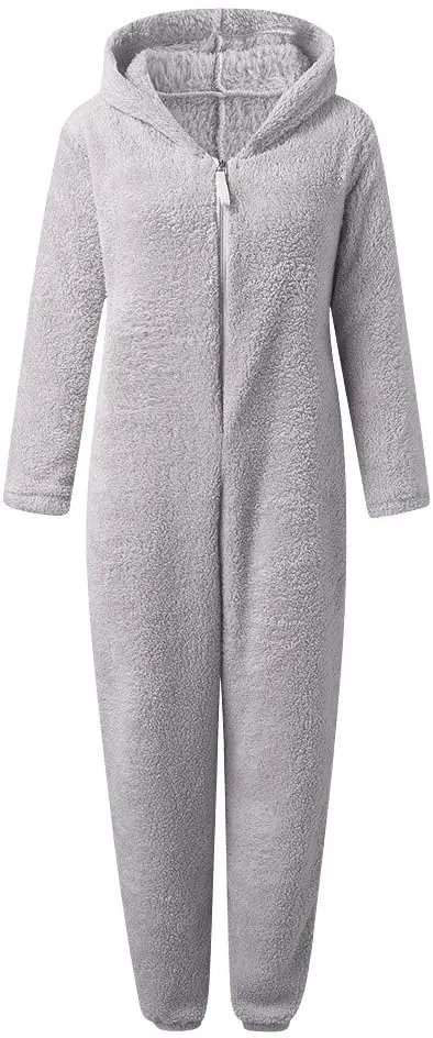 Winter Coats for Women Cute Fuzzy Fleece Jacket Warm Comfy Long Sleeve Hooded Sleepwear Jumpsuit 2024 Fashion Outfits