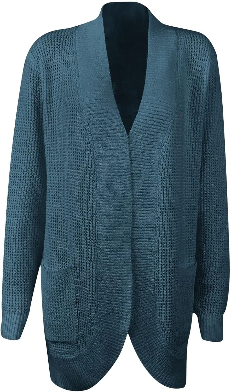 Wkishenl Womens Loose Open Front Cardigan Long Sleeve Chunky Coat Casual Lightweight Soft Knit Sweaters Outwear with Pockets
