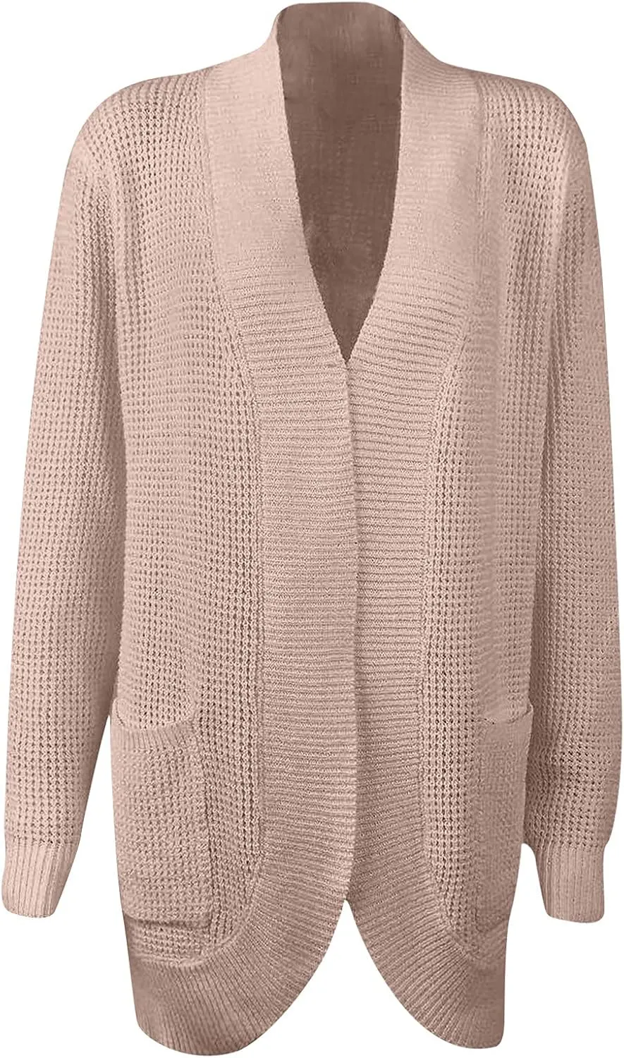 Wkishenl Womens Loose Open Front Cardigan Long Sleeve Chunky Coat Casual Lightweight Soft Knit Sweaters Outwear with Pockets