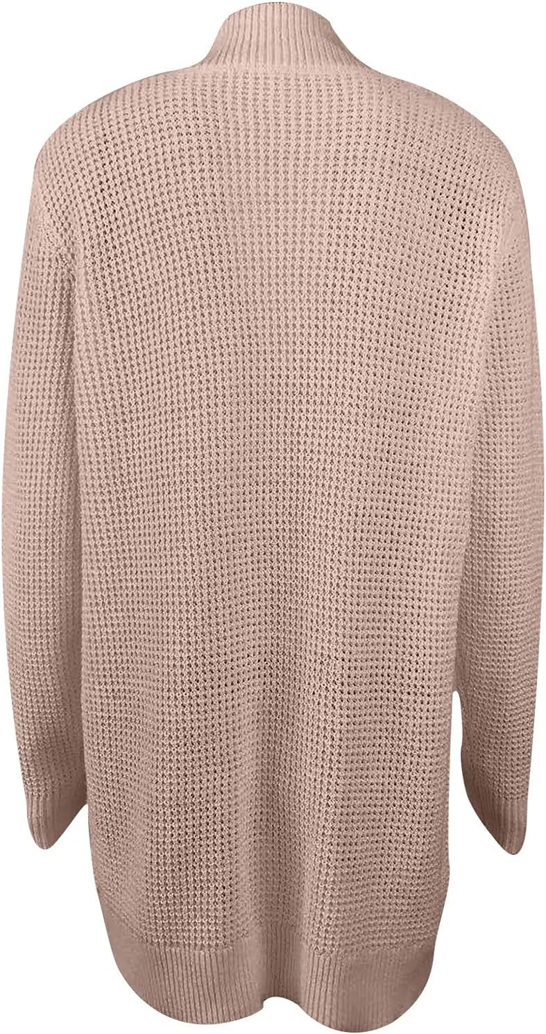 Wkishenl Womens Loose Open Front Cardigan Long Sleeve Chunky Coat Casual Lightweight Soft Knit Sweaters Outwear with Pockets