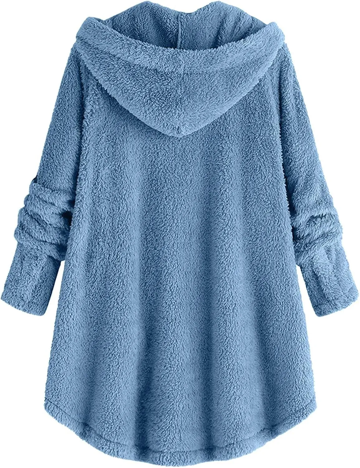 Women Fleece Lined Pajama Tops with Hood Winter Warm Sherpa Thermal Underwear Cute Button Cardigan Coat Loungewear