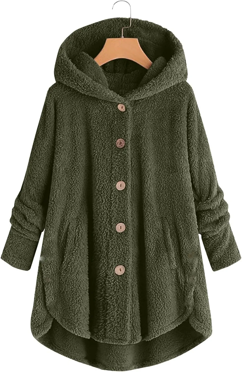 Women Fleece Lined Pajama Tops with Hood Winter Warm Sherpa Thermal Underwear Cute Button Cardigan Coat Loungewear