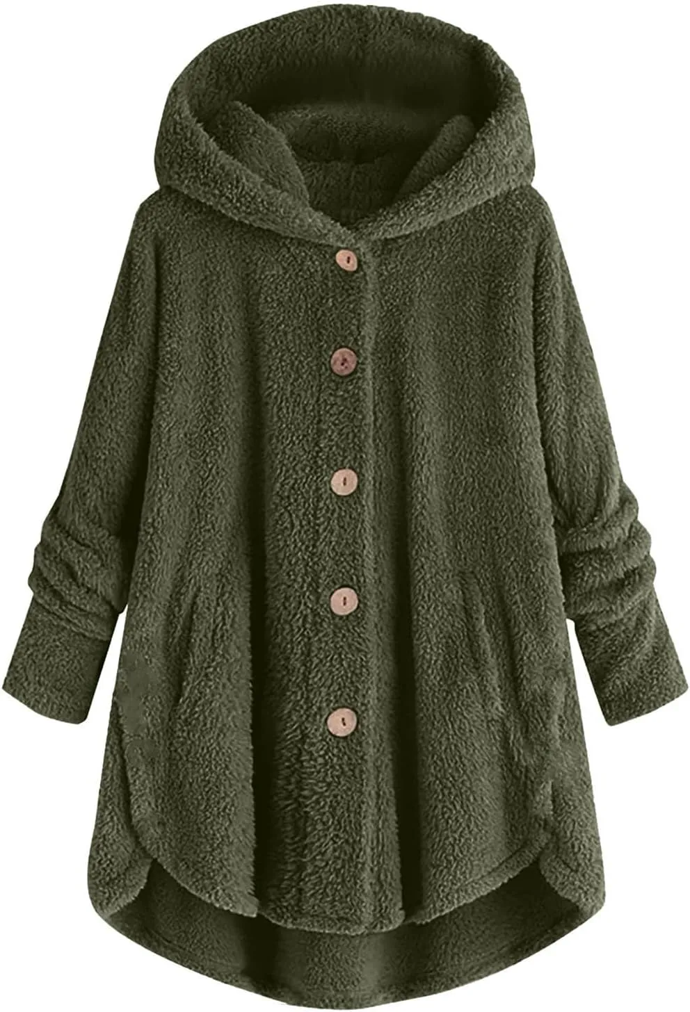 Women Fleece Lined Pajama Tops with Hood Winter Warm Sherpa Thermal Underwear Cute Button Cardigan Coat Loungewear
