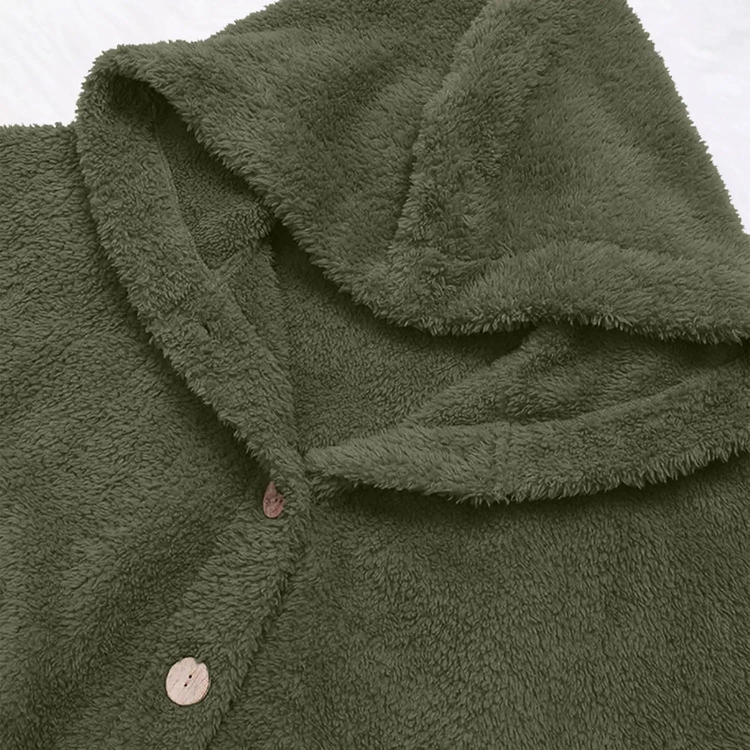 Women Fleece Lined Pajama Tops with Hood Winter Warm Sherpa Thermal Underwear Cute Button Cardigan Coat Loungewear