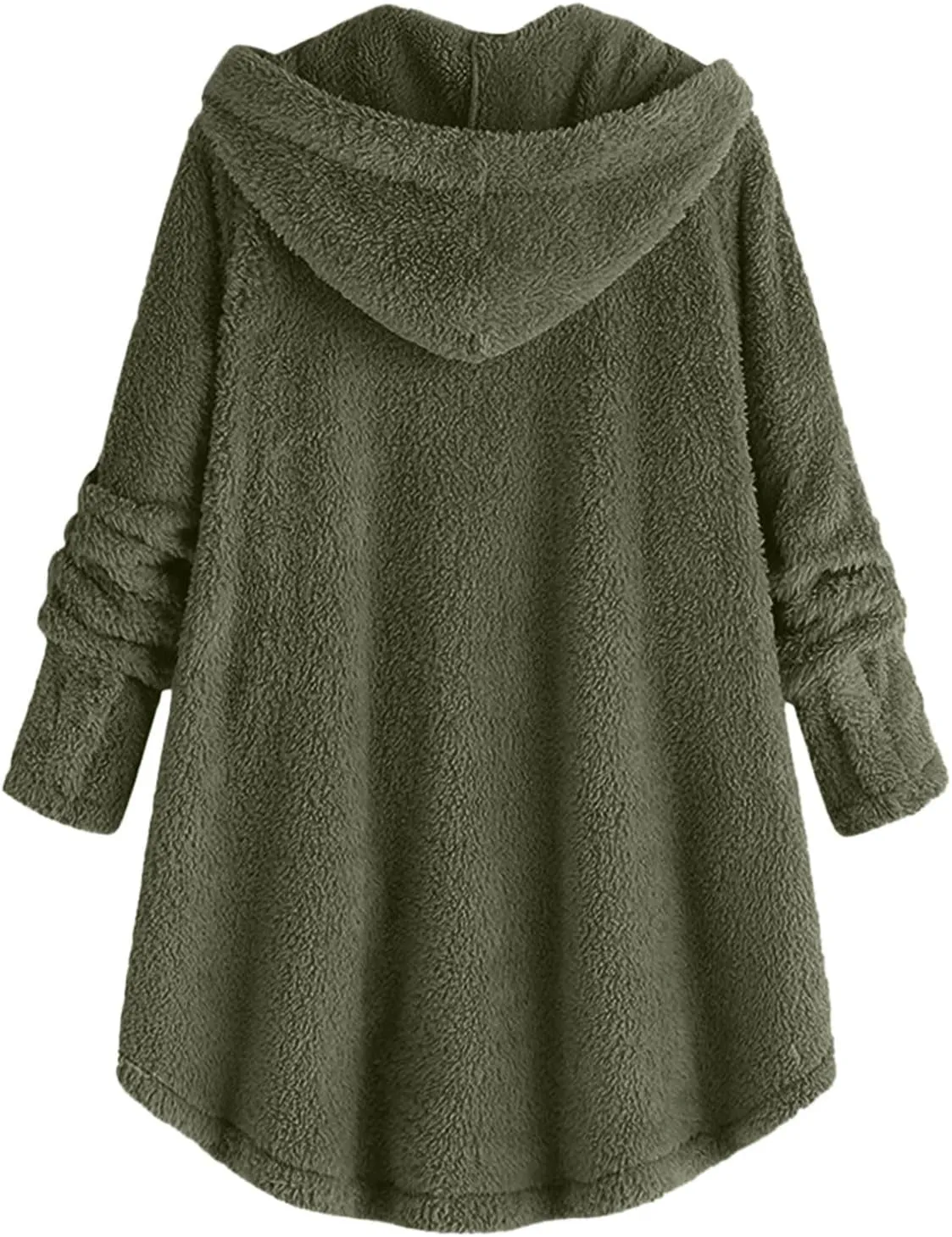 Women Fleece Lined Pajama Tops with Hood Winter Warm Sherpa Thermal Underwear Cute Button Cardigan Coat Loungewear