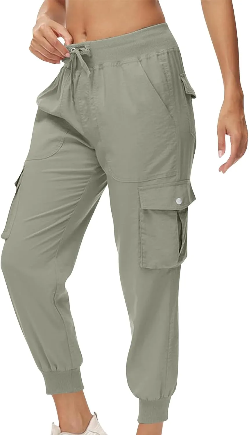 Women Hiking Pants Lightweight Cargo Joggers Outdoor Quick Dry Athletic Pants with Pockets Casual Travel Pants