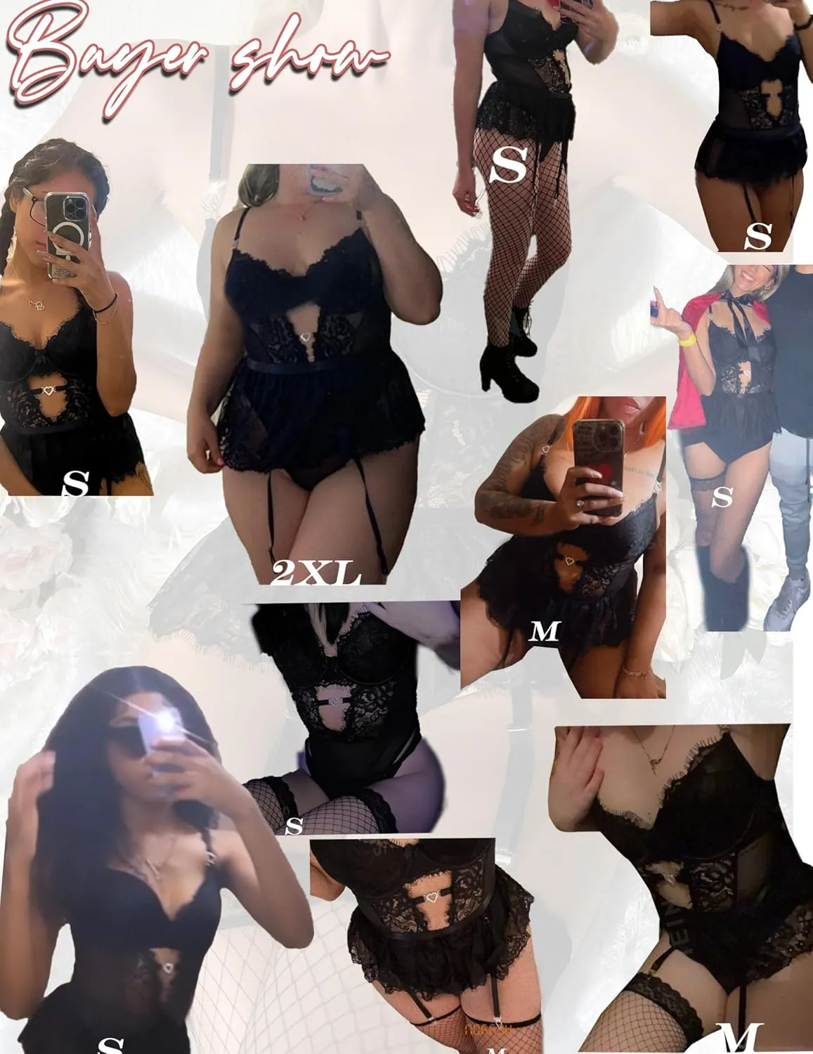 Women Lingerie Set Naughty Lace Bodysuit High Waisted Underwire Lingerie Babydoll With Garter Belt and Stockings