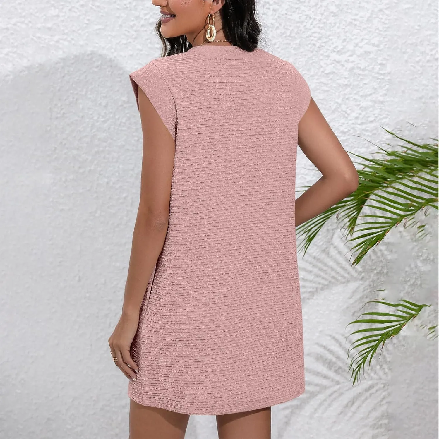 Women Loose Sleeveless Dress with Pocket, Summer Tunic Dresses Solid Comfort Sundress 2025 Trendy Casual Dress