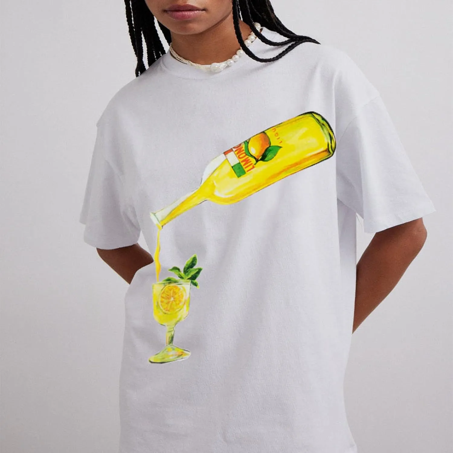 Women Oversized Graphic Tee Y2k Fruit Print Short Sleeve Crewneck T Shirt Aesthetic Loose Fit Top Summer Streetwear