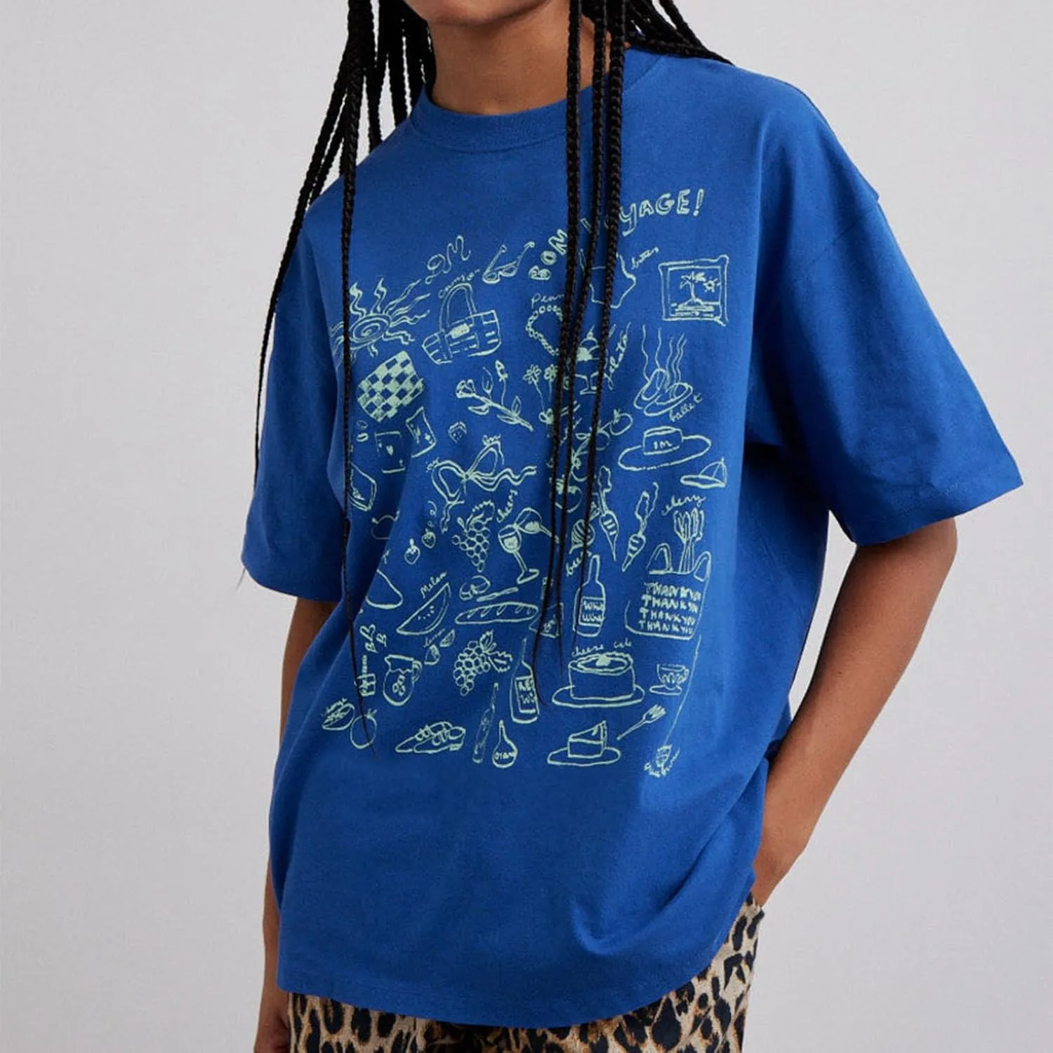 Women Oversized Graphic Tee Y2k Fruit Print Short Sleeve Crewneck T Shirt Aesthetic Loose Fit Top Summer Streetwear